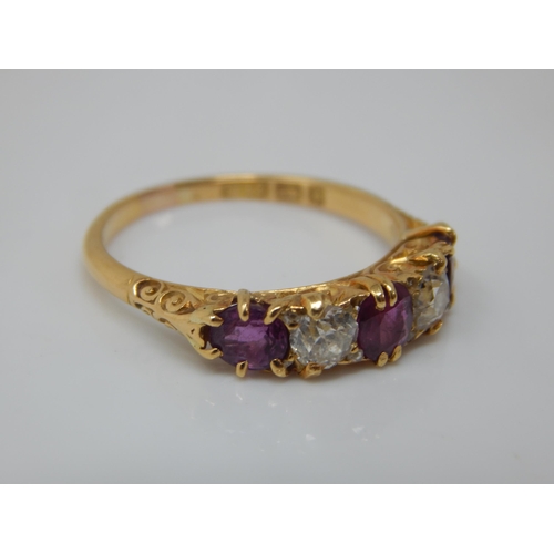 353 - Victorian 18ct Gold Diamond & Ruby Set Ring: Hallmarked Birmingham 1897: Size P: Gross weight 3.47g