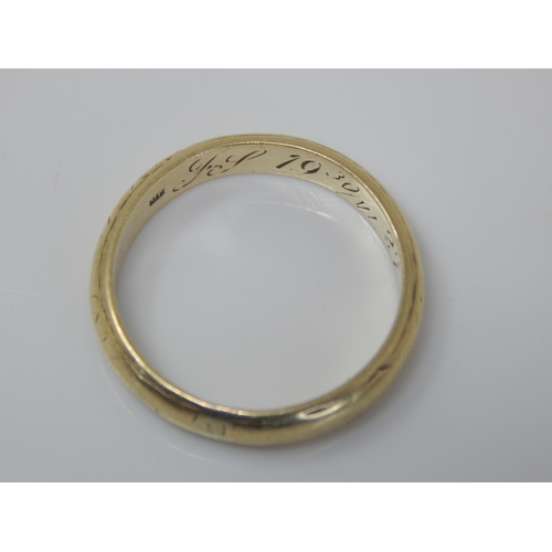 109 - Unmarked Gold Wedding Ring: Size Q: Weight 4.51g