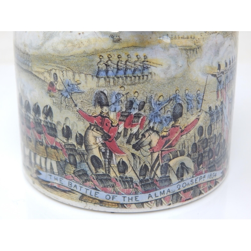 95 - Rare Silver Topped 19th Century Prattware Inkpot Decorated with a scene of The Battle of The Alma 20... 