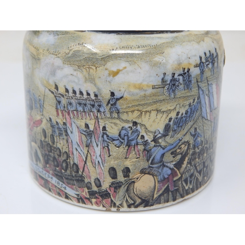 95 - Rare Silver Topped 19th Century Prattware Inkpot Decorated with a scene of The Battle of The Alma 20... 