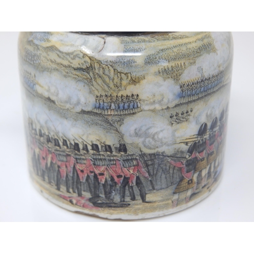 95 - Rare Silver Topped 19th Century Prattware Inkpot Decorated with a scene of The Battle of The Alma 20... 