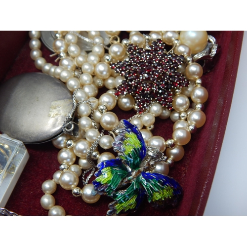 111 - A Quantity of Costume Jewellery together with some Silver Jewellery Including a Silver Bracelet, Sil... 