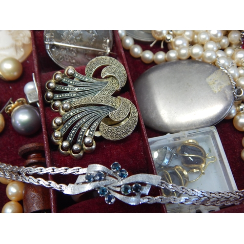 111 - A Quantity of Costume Jewellery together with some Silver Jewellery Including a Silver Bracelet, Sil... 