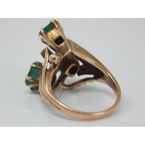 122 - 9ct Gold Emerald & Diamond Set Ring: Size K: Gross weight 5.49g