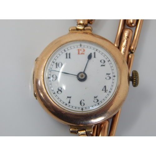 126 - 9ct Gold Wristwatch on 9ct Gold Strap: Working when catalogued: Gross weight 20.98g