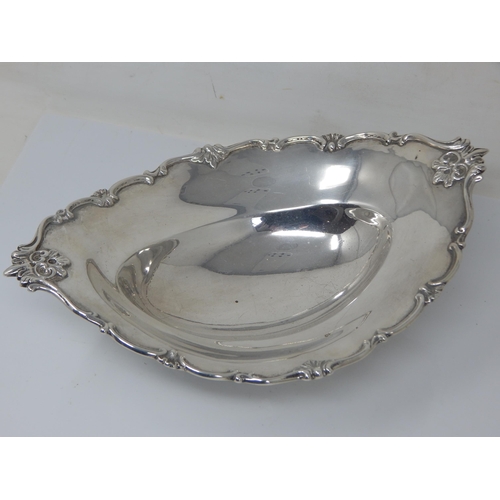 57 - Victorian Silver Navette Shaped Dish Hallmarked London 1891 by Barnard Brothers: 22cm Wide: Weight 1... 