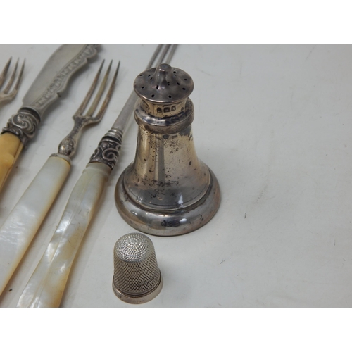 68 - A Quantity of Hallmarked Silver Including Ink Blotter Roller, Pickle Forks etc: Various Dates & Make... 