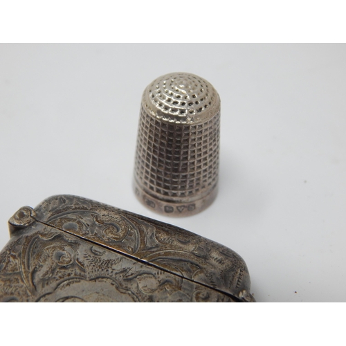 70 - A Quantity of Hallmarked Silver Vesta Cases, Charles Horner Thimble etc: Various Dates & Makers