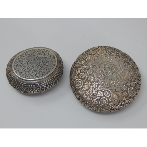 72 - A Persian? Silver Snuff Box & Tobacco Box with all over intricate decoration: Weight 142g