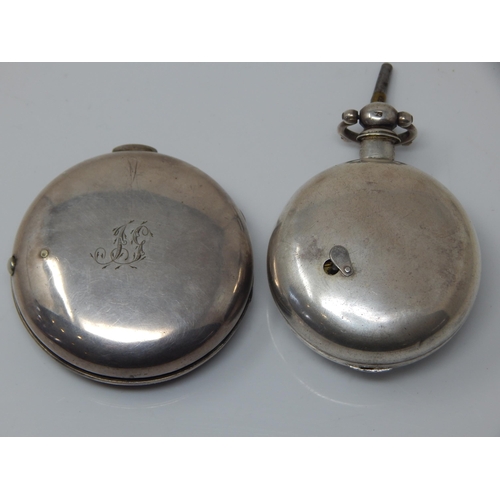 80 - William IV Silver Pair Cased Key Wind Pocket Watch: Hallmarked London 1835