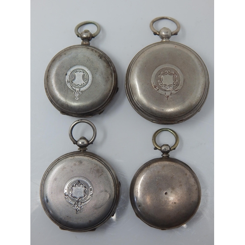 81 - Gentleman's Hallmarked Silver Pocket Watches (3) together with a Hallmarked Silver Hunter Pocket Wat... 