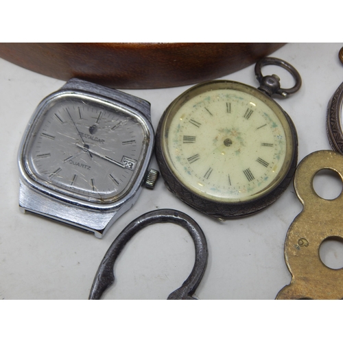 86 - A Quantity of Pocket Watches, Clock, Watches, Keys etc