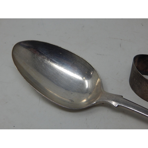 89 - Victorian Silver Tablespoon Hallmarked London 1852 by John Whiting together with a Silver napkin Rin... 