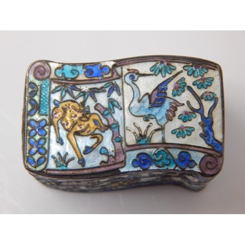 90 - Chinese Hallmarked Silver & Cloisonne Enamel Box: Measuring 3.5cm x 2cm