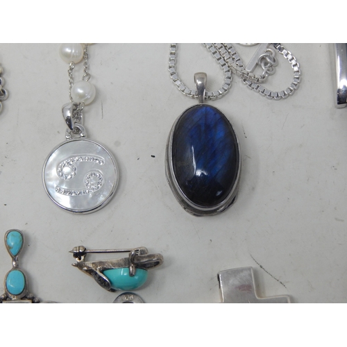 116 - A Quantity of Silver Jewellery Including Necklaces, Chains, Pendants etc: Weight 365g