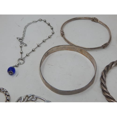 117 - A Quantity of Silver Jewellery Including Bangles, Bracelets etc: Weight 356g