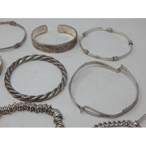 117 - A Quantity of Silver Jewellery Including Bangles, Bracelets etc: Weight 356g