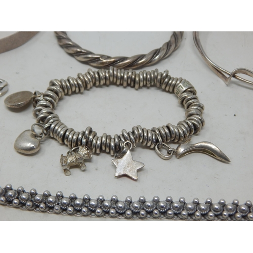 117 - A Quantity of Silver Jewellery Including Bangles, Bracelets etc: Weight 356g