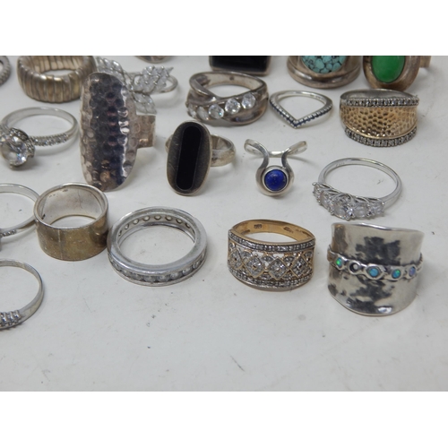 118 - A Huge Quantity of Silver Rings: Weight 514g