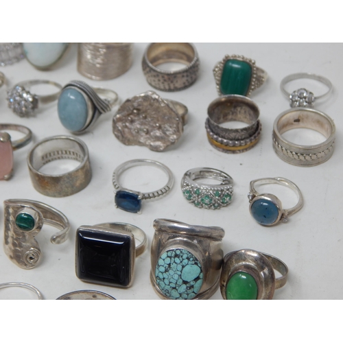 118 - A Huge Quantity of Silver Rings: Weight 514g