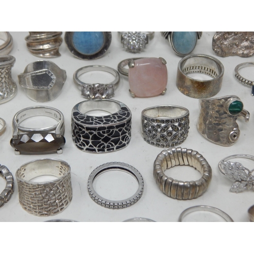 118 - A Huge Quantity of Silver Rings: Weight 514g