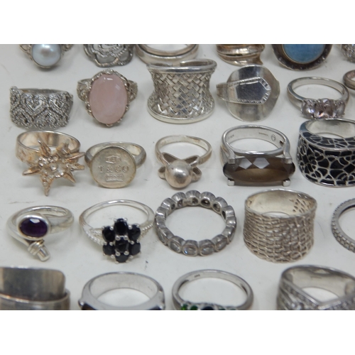 118 - A Huge Quantity of Silver Rings: Weight 514g