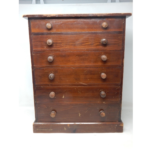 203 - Victorian Mahogany 6 Drawer Specimen Cabinet: Height 46cm