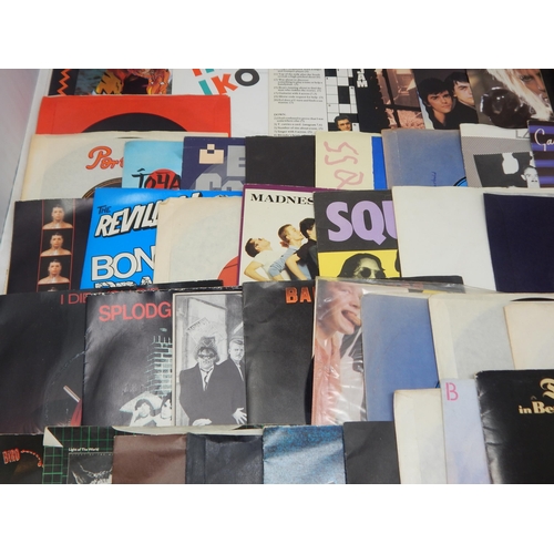 210 - RECORDS: A Collection of 1970's/80's Single Records, Many with Picture Sleeves Including: The Jam, X... 