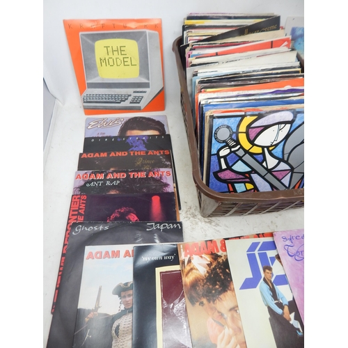 213 - RECORDS: A Collection of 1970's/80's Single Records, Many with Picture Sleeves Including Kraftwerk, ... 