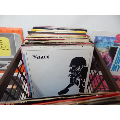 213 - RECORDS: A Collection of 1970's/80's Single Records, Many with Picture Sleeves Including Kraftwerk, ... 