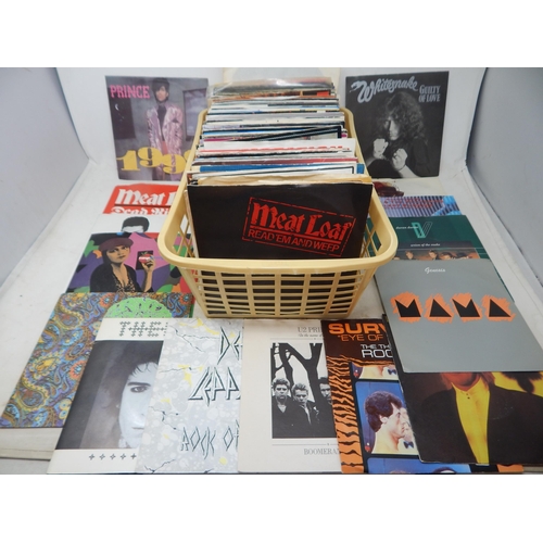 RECORDS: A Collection of 1970's/80's Single Records, Many with Picture Sleeves Including: Prince, Meat Loaf, Def Leppard, U2, Genesis, Whitesnake, Frankie Goes To Hollywood, Culture Club, Howard Jones, John Miles, Simple Minds, Heaven 17 etc (Lot)