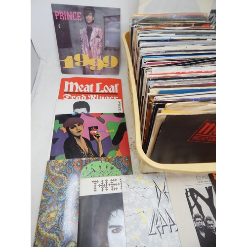 215 - RECORDS: A Collection of 1970's/80's Single Records, Many with Picture Sleeves Including: Prince, Me... 