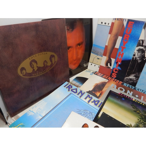 219 - RECORDS: A Quantity of Albums Including: Bon Jovi, Toyah, Eurythmics, Madonna, Billy Joel, The Beatl... 