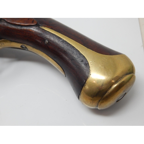 307 - 19th Century Flintlock Pistol. The Barrel Engraved by Robert Wogden, London. Length 48.5cm