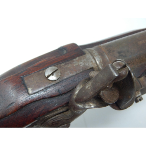 307 - 19th Century Flintlock Pistol. The Barrel Engraved by Robert Wogden, London. Length 48.5cm