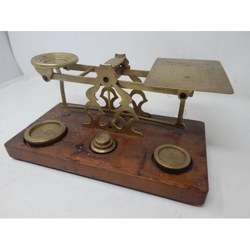 220 - A Set of Victorian Brass Postal Scales by Sampson Mordan & Co, London with Postage Rates Engraved to... 