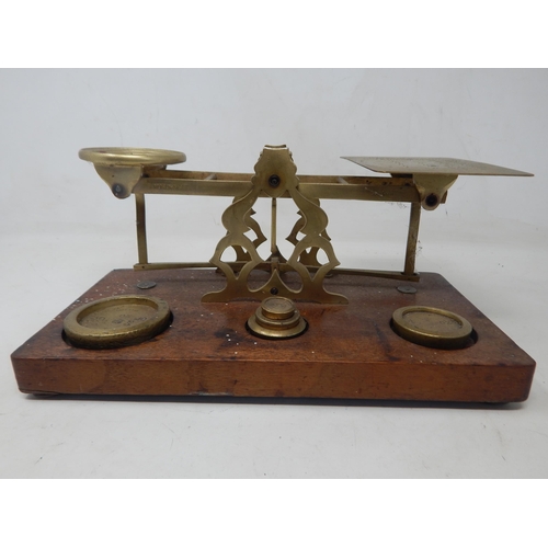 220 - A Set of Victorian Brass Postal Scales by Sampson Mordan & Co, London with Postage Rates Engraved to... 