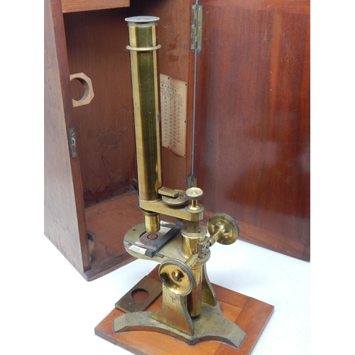 224 - Late 19th Century Microscope by Baker, High Holborn, London with a single objective lens and eyepiec... 