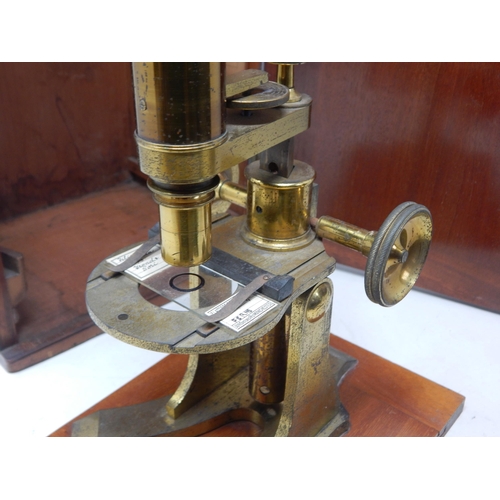 224 - Late 19th Century Microscope by Baker, High Holborn, London with a single objective lens and eyepiec... 