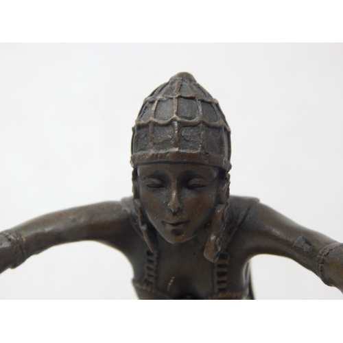 230 - Bronze Figure of an Art Deco Lady on Plinth: Signed 