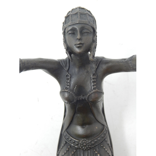 230 - Bronze Figure of an Art Deco Lady on Plinth: Signed 