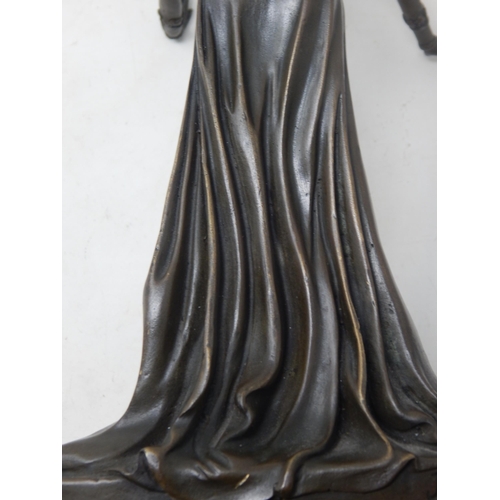 230 - Bronze Figure of an Art Deco Lady on Plinth: Signed 