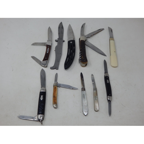 235 - A Quantity of Various Penknives & Utility Knives Including Hallmarked Silver (10)