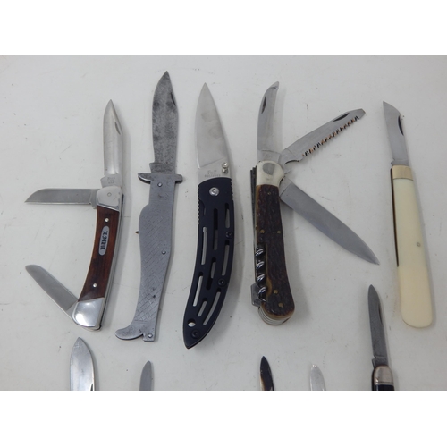 235 - A Quantity of Various Penknives & Utility Knives Including Hallmarked Silver (10)