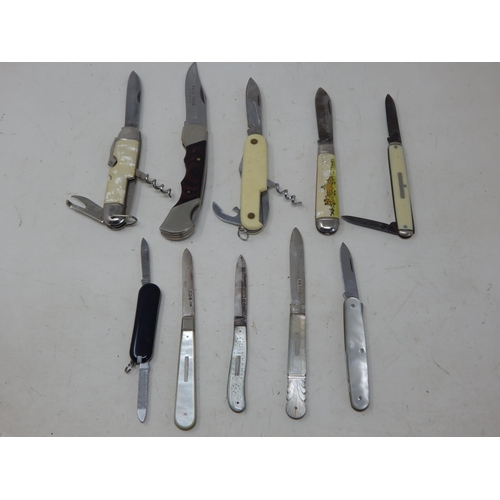 236 - A Quantity of Various Penknives & Utility Knives Including Hallmarked Silver (10)