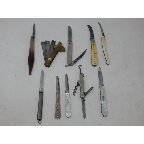 237 - A Quantity of Various Penknives & Utility Knives Including Hallmarked Silver (10)