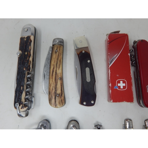 238 - A Quantity of Various Penknives & Utility Knives Including Hallmarked Silver (10)