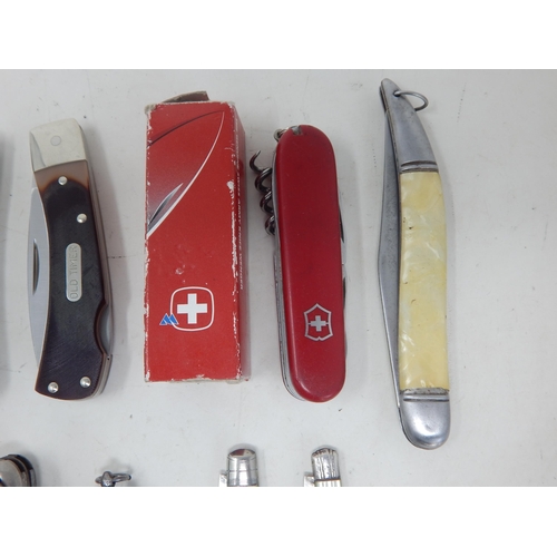 238 - A Quantity of Various Penknives & Utility Knives Including Hallmarked Silver (10)