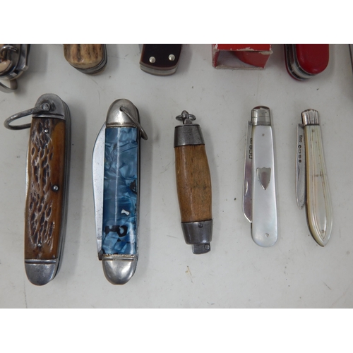 238 - A Quantity of Various Penknives & Utility Knives Including Hallmarked Silver (10)