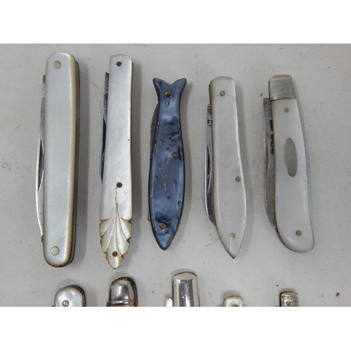 239 - A Quantity of Various Penknives & Utility Knives Including Hallmarked Silver (10)